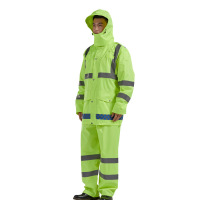 谐晟 荧光绿分体式雨衣 交通执勤环卫反光雨衣