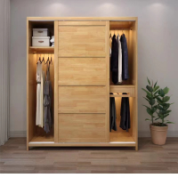 方解实(FANGJIESHI)北欧实木衣柜推拉门现代简约储物大衣橱卧室衣帽柜1.6米
