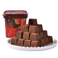 法思觅语 松露方形夹心巧克力158g*2桶 草莓味