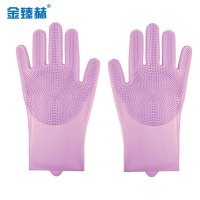 金臻赫 硅胶手套带刷子*2双 粉色