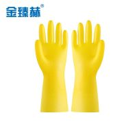金臻赫 PVC橡胶手套*5双 黄色 L码32cm