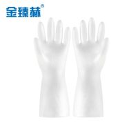 金臻赫 PVC橡胶手套*5双 透明白 M码32cm