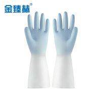 金臻赫 PVC橡胶手套*5双 双色蓝 L码32cm