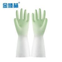 金臻赫 PVC橡胶手套*5双 双色绿 L码32cm
