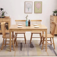 方解实(FANGJIESHI)北欧现代简约实木餐桌原木色/胡桃色1500×760×750