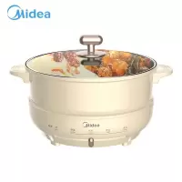 美的(Midea) DH2602Y 多用途锅 家用宿舍煮面4L大容量鸳鸯电火锅 多功能分体式可煎烤炒锅电热锅