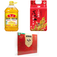 米油套装(鲁花 5S压榨花生油5L*1+十月稻田 五常大米5kg*1+秦邮牌 高邮特产咸鸭蛋礼盒装 65g*20枚*1)