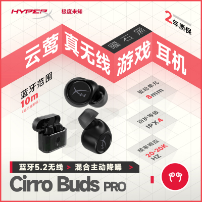 极度未知(HyperX)云莺 入耳式真无线降噪耳机-曜石黑 35小时续航