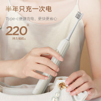 美的(Midea)电动牙刷成人 声波震动 220天长续航 智能换区提醒 软毛刷头*2 情侣款 S5 小米白