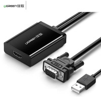 绿联(Ugreen) VGA转HDMI转换器40213 带USB线供电与音频解码输入 黑色