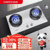 前锋新款燃气灶ZD205煤气灶双灶嵌入式灶具家用厨房天然气大火力一级能效升级不锈钢大面板JZT-ZD205-X 不锈钢