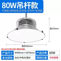 LED防眩球场灯篮球馆吊灯乒乓球场羽毛球场滑冰场专用无重影灯 80W 吊杆款-白光-146 货期1-2天