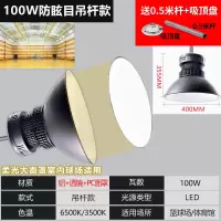 LED防眩球场灯篮球馆吊灯乒乓球场羽毛球场滑冰场专用无重影灯 100W 吊杆款-白光-165 货期1-2天