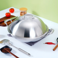 凌丰(LINKFAIR)304不锈钢双耳炒锅加厚爆炒少油烟无涂层 LFCG-FX338SA 1个