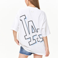 MLB大LOGO休闲短袖3ATSB0433-07WHS洛杉矶道奇队/米白色