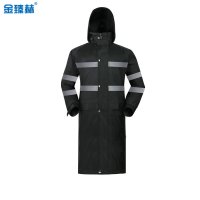 金臻赫加厚防暴雨长款成人男女连体防汛雨衣外卖户外工地双层春亚纺黑色旗舰版XL