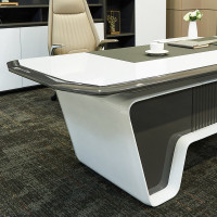 迪欧 老板桌办公桌椅组合简约现代经理桌总裁桌班台办公室家具 2.4米