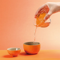 和邸 万柿大吉旅行快客杯 茶壶*1个 大杯*1个 小杯*1个 旅行包*1个 礼盒*1个 配置二:桔子杯