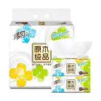 清风抽纸四叶草整箱3层100抽餐巾纸原木纯品卫生纸擦手纸抽纸巾家庭装家用 原木纯品[6包整提装]