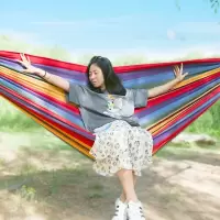 Tri-polar三级户外 TP1106 吊床户外室内野营儿童成人加宽加厚帆布棉双人秋千大吊床红色条纹200*160cm