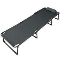 Tri-polar三级户外 TP1073 折叠床躺椅办公室午睡午休床简易折叠床单人便携行军床 黑色条纹+毛绒棉垫