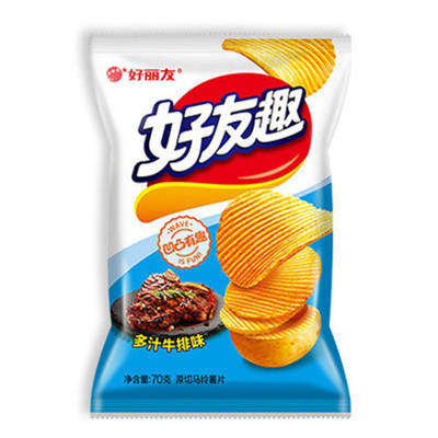 好丽友 好友趣 多汁牛排味 70g*6袋 休闲膨化零食品小吃