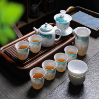 拓牌 11头手绘亮光羊脂玉瓷出水芙蓉 TP046