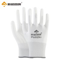 新越昌晖PU尼龙涂掌劳保手套 浸胶挂胶耐磨透气轻便防滑工作防护劳保手套 PU508 白色12副/L码