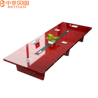 中意贝田 BT-Z823 办公会议桌长桌大型实木皮烤漆家具桌椅组合长方形接待培训桌条桌