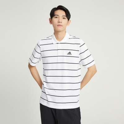 阿迪达斯 (adidas)男子FI STRIPE POLO POLO衫短T恤 IA8166 白/深藏青蓝