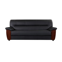 未易 简约商用皮质软扶手2080*920*890 黑色三人沙发