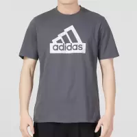 阿迪达斯 (adidas)男装2023夏季健身训练舒适透气圆领运动休闲短袖T恤 H49666 深灰