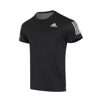 阿迪达斯 (adidas)2023夏季男子圆领舒适休闲运动简约日常百搭短袖T恤 H58591黑色/深银灰