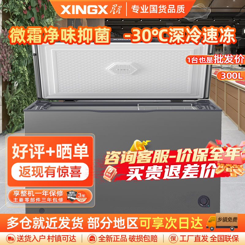 星星(XINGX)300升家用小型冷藏冷冻转换单温卧式冰柜厨房商用保鲜设备超市便利店冷柜节能微霜BD/BC-300KE