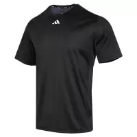 阿迪达斯(adidas)23夏新款运动服健身训练跑步半袖快干透气休闲圆领短袖 IB7915 黑色/亮蓝/金属银