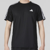 阿迪达斯(adidas) 2023夏季新款运动服时尚条纹休闲透气跑步训练服上衣 IB8150 黑色