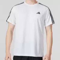 阿迪达斯 (adidas)2023夏季新款运动服时尚条纹跑步训练休闲透气T恤上衣 IB8151/白色