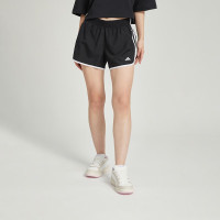 阿迪达斯(adidas)女裤子 2023夏季新款时尚运动裤跑步健身舒适透气休闲梭织短裤 IC5184 黑色/白