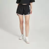 阿迪达斯(adidas)女裤子 2023夏季新款时尚运动裤跑步健身舒适透气休闲梭织短裤 IC5184 黑色/白