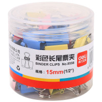 得力(deli) 8556 6#小号60只/盒15mm彩色长尾夹票夹 单位:盒