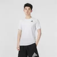 阿迪达斯 (adidas)夏季新款跑步运动健身训练舒适快干透气休闲圆领 HC0407 白色