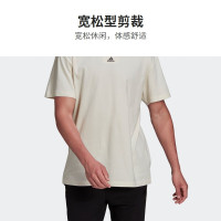 阿迪达斯(adidas) 夏季新款运动服宽松透气训练休闲服圆领短袖 HE4368/米色