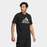 阿迪达斯(adidas)短袖男装2023夏季新款运动服大logo舒适圆领透气清爽T恤 HE7418 黑色