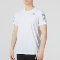 阿迪达斯(Adidas)男子运动训练休闲圆领短袖T恤上衣 HB7444 白/深银灰