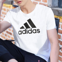 阿迪达斯 (adidas) 夏季新款运动服跑步训练健身半袖舒适透气全棉圆领休闲T恤衫 GK9121白色