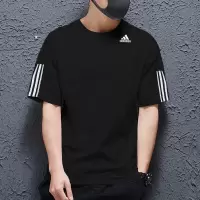 阿迪达斯(adidas) 2023夏季新款户外运动服健身训练时尚舒适透气圆领短袖 GQ2159-黑色