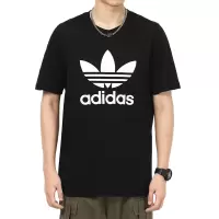 阿迪达斯(adidas)三叶草休闲短袖男装2023春季新款跑步运动服半袖上衣健身宽松T恤 H06642/黑色