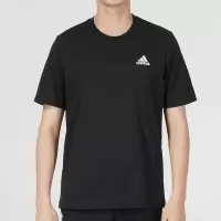 阿迪达斯 (adidas)男子短袖 2023夏季新款跑步训练运动服透气舒适休闲圆领T恤 IC9282 黑色