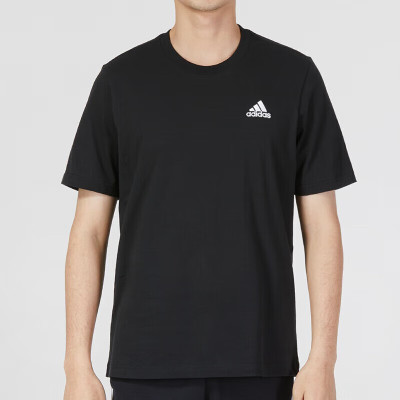 阿迪达斯 (adidas)男子短袖 2023夏季新款跑步训练运动服透气舒适休闲圆领T恤 IC9282 黑色