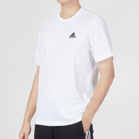 阿迪达斯 (adidas)23夏季新款户外运动服舒适纯棉半袖圆领休闲服短袖上衣 IC9286/纯棉白色/简约
